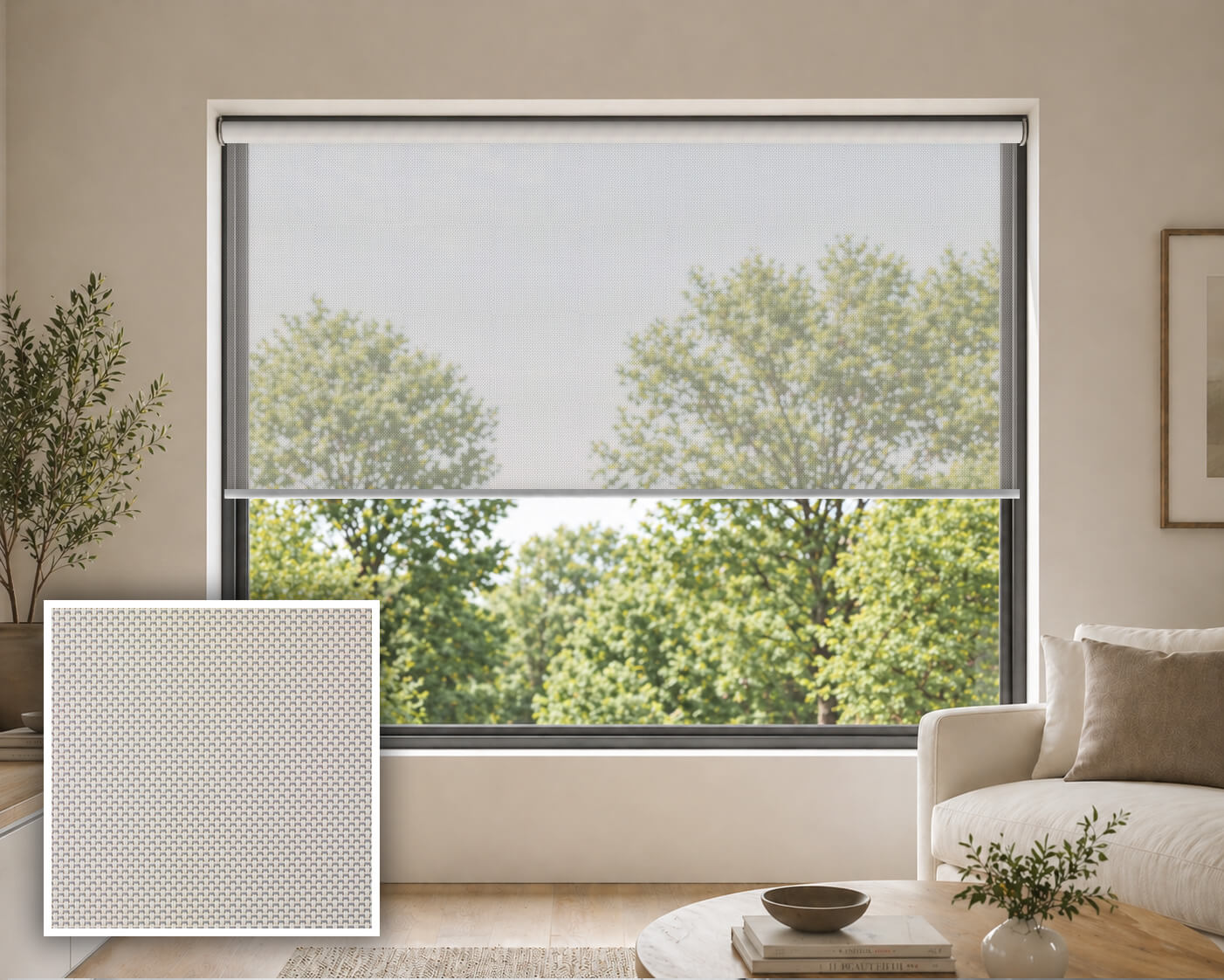 Contempo Shade Taupe Screen Roller Blind