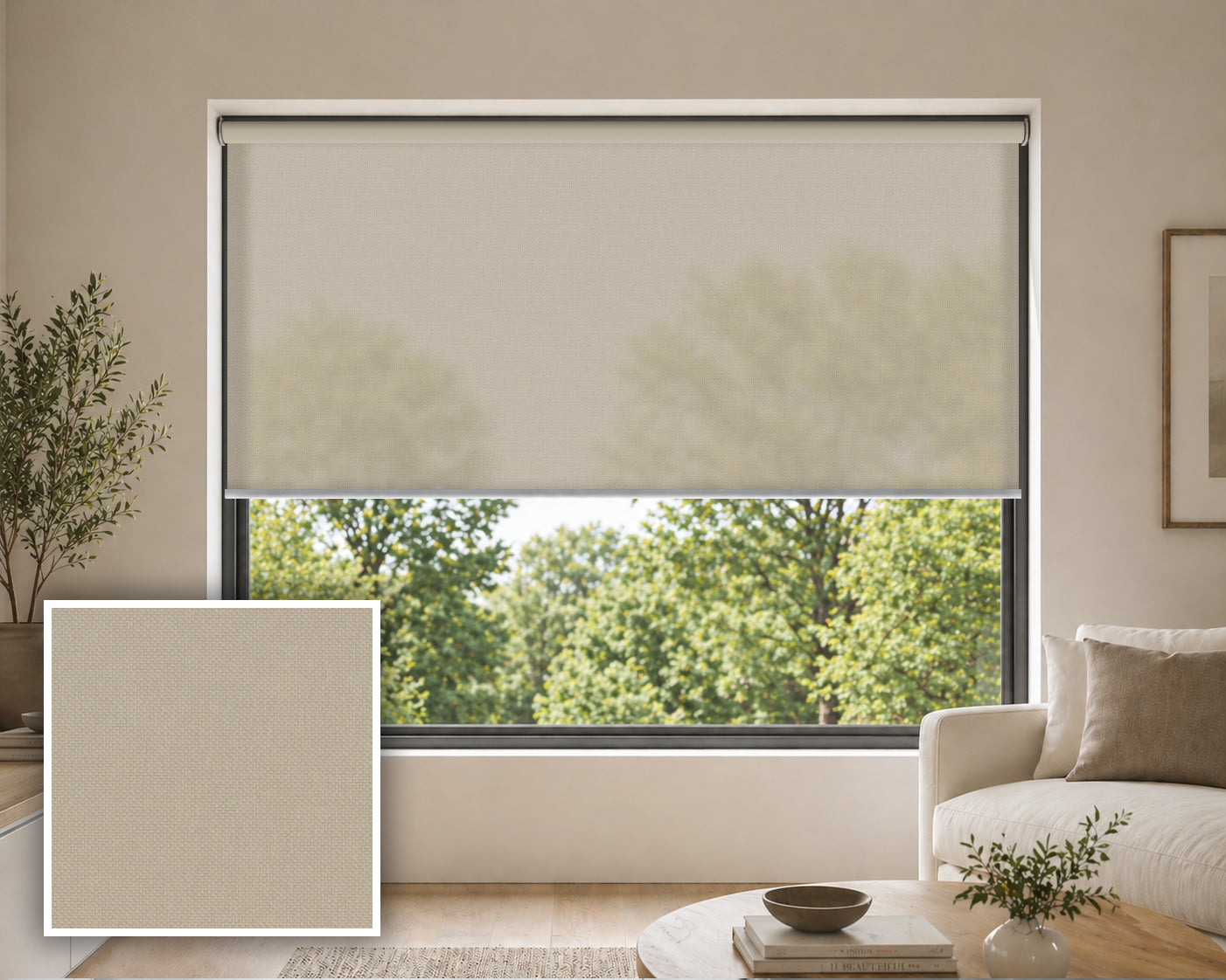 Ecolite Beige Light Filtering Roller Blind