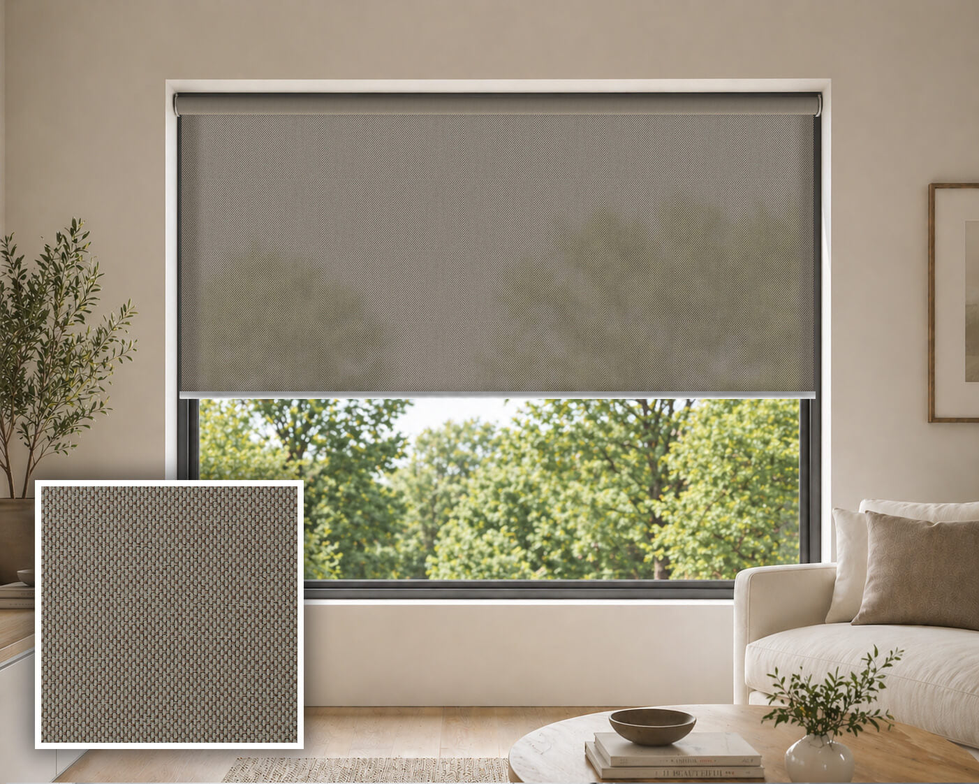 Ecolite Stone Light Filtering Roller Blind