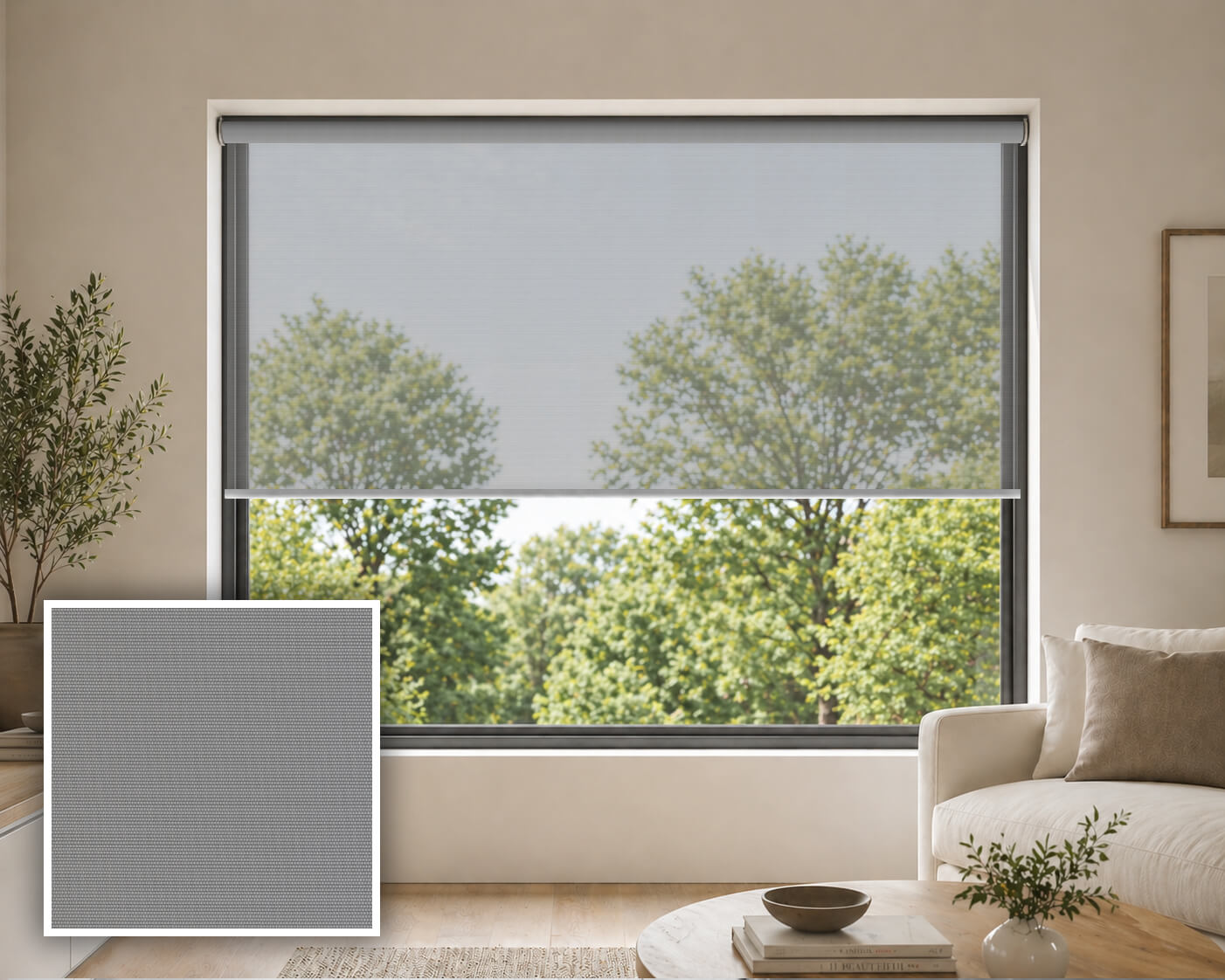 Modishy Silver/Grey Screen Roller Blind