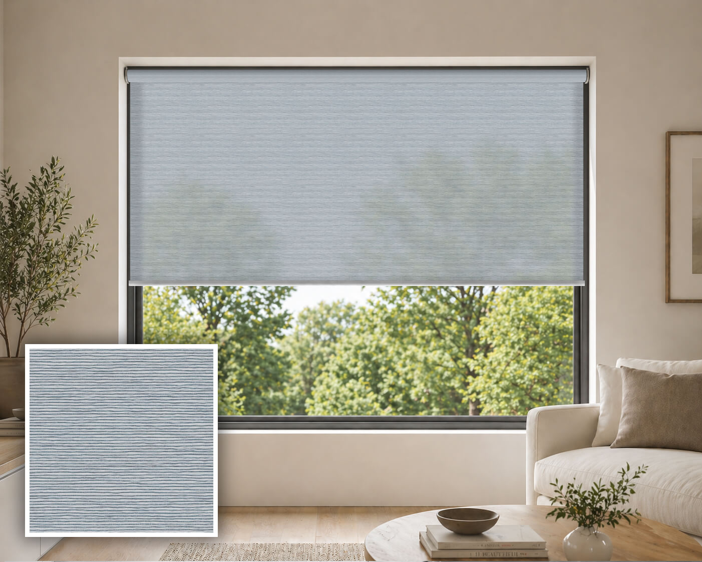 Waterlou Chrome Light Filtering Roller Blind